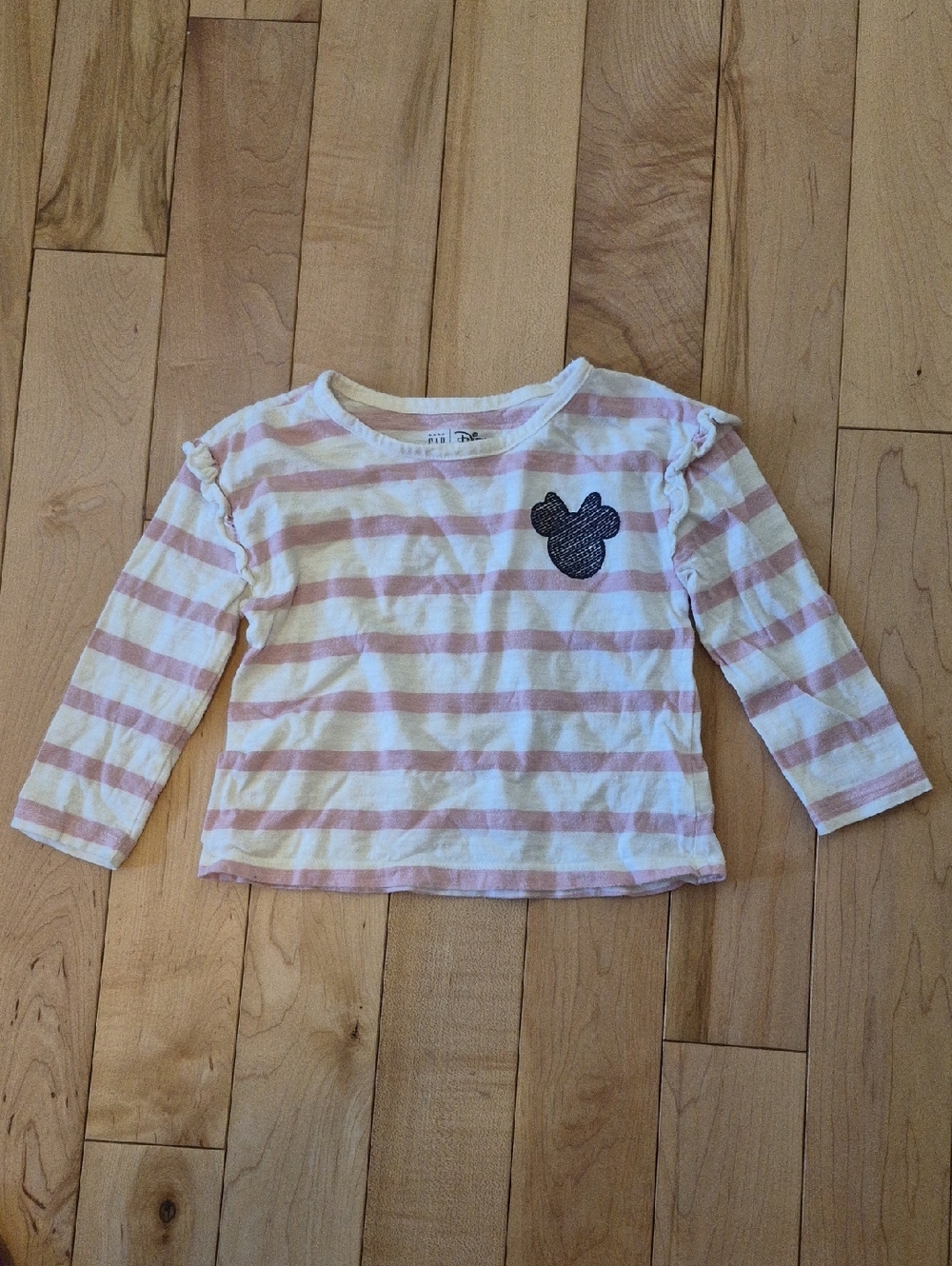 Girls Size 2 GAP Long-Sleeve Striped Top - Pink & White